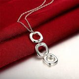 Silver Round Square Necklace Earring Set For Woman Wedding Engagement Jewelry - Gemstone Gold