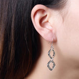 Silver Round Square Necklace Earring Set For Woman Wedding Engagement Jewelry - Gemstone Gold