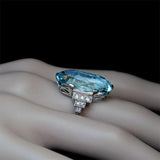 Sky Blue Wedding Ring Solitaire Band Oval Stone Engage Women Jewelry - Genuine - Gemstone