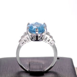 Sky Blue Wedding Ring Solitaire Band Oval Stone Engage Women Jewelry - Genuine - Gemstone