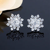 Snow Flake Gemstone Stud Earrings Splinter Women's Wedding Jewelry - Genuine - Gemstone