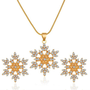 Snowflake Zircon Jewelry Set Earrings Necklace jewelry - Genuine - Gemstone