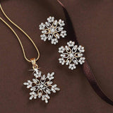 Snowflake Zircon Jewelry Set Earrings Necklace jewelry - Genuine - Gemstone