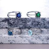 Square Blue Gemstone Ring Women Engagement Jewelry - Genuine - Gemstone