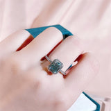 Square Blue Topaz Ring Aquamarine Engagement Jewelry - Genuine - Gemstone