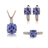 Tanzanite Gemstone Engagement Jewelry Set For Women Fine Jewelry - Genuine - Gemstone