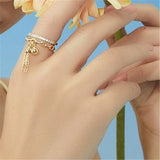 Tassel Chain Sapphire Ring Yellow Gold For Women Wedding Jewelry Gifts - Genuine - Gemstone