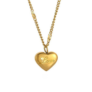 Titanium Gold Love Pendant Necklace Women Party Jewelry Christmas Jewelry - Gemstone Gold