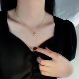 Titanium Gold Love Pendant Necklace Women Party Jewelry Christmas Jewelry - Gemstone Gold