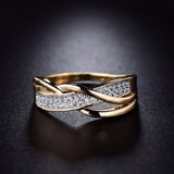 Twisted Gold Zircon Ring Women Engagement Promise Jewelry - Genuine - Gemstone