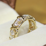 Twotone Diamond Engagement Ring 14K Yellow Gold Silver Jewelry - Genuine - Gemstone