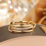 Twotone Inlaid Zirpcon Ring Jewelry For Girls Women Party Anniverssary - Gemstone Gold