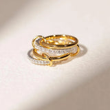 Twotone Inlaid Zirpcon Ring Jewelry For Girls Women Party Anniverssary - Gemstone Gold