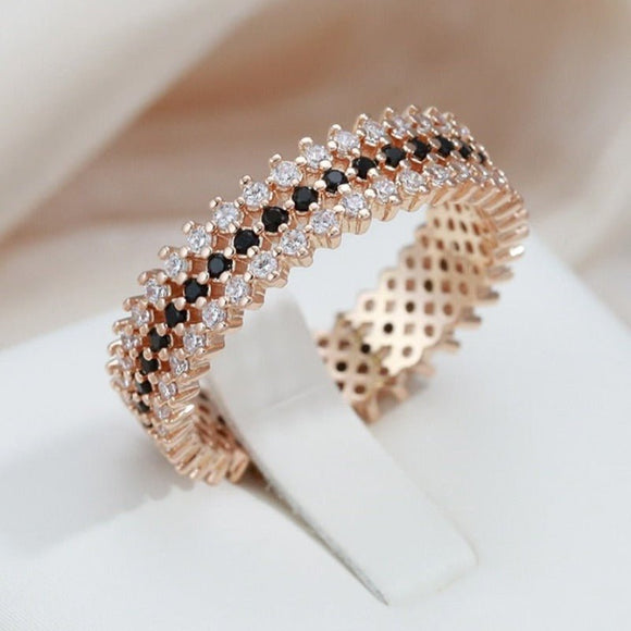 Unique 585 Rose Gold Ring For Women Wedding Jewelry - Genuine - Gemstone