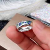 Unique Blue Sapphire Ring for Women Silver Engagement Band Jewelry - Genuine - Gemstone