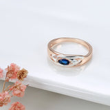 Unique Blue Zircon Ring For Women 585 Rose Gold Jewelry - Genuine - Gemstone