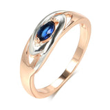 Unique Blue Zircon Ring For Women 585 Rose Gold Jewelry - Genuine - Gemstone