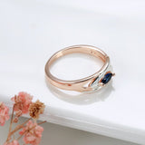 Unique Blue Zircon Ring For Women 585 Rose Gold Jewelry - Genuine - Gemstone