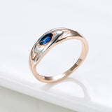 Unique Blue Zircon Ring For Women 585 Rose Gold Jewelry - Genuine - Gemstone