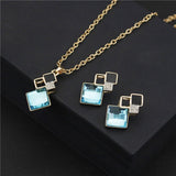 Unique Bridal Jewelry Set for Women Zircon Pendant Necklace Earrings - Genuine - Gemstone