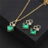 Unique Bridal Jewelry Set for Women Zircon Pendant Necklace Earrings - Genuine - Gemstone