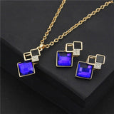 Unique Bridal Jewelry Set for Women Zircon Pendant Necklace Earrings - Genuine - Gemstone