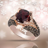 Unique Red Moissanite Ring 10k Rose Gold Engagement for Women Jewelry - Genuine - Gemstone