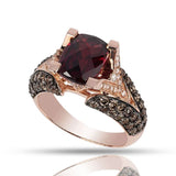 Unique Red Moissanite Ring 10k Rose Gold Engagement for Women Jewelry - Genuine - Gemstone