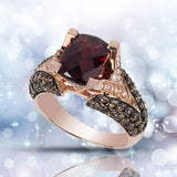 Unique Red Moissanite Ring 10k Rose Gold Engagement for Women Jewelry - Genuine - Gemstone