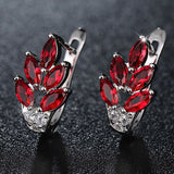 Unique Red Ruby Stud Earrings for Women Anniverssary Jewelry - Genuine - Gemstone