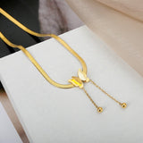 Vintage Butterfly Chain Necklace Gold Women Aesthetic jewelry - Genuine - Gemstone