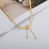 Vintage Butterfly Chain Necklace Gold Women Aesthetic jewelry - Genuine - Gemstone