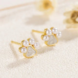 Vintage Crystal Round Stud Earrings Wedding White Zircon Jewelry - Gemstone Gold