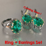 Vintage Green Emerald Ring Dazzling Cut Wedding Women Delicate Fine Jewelry - Genuine - Gemstone