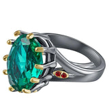 Vintage Green Emerald Ring Dazzling Cut Wedding Women Delicate Fine Jewelry - Genuine - Gemstone