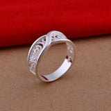 Vintage hollow Wedding Silver Ring for Women Wedding Jewelry - Genuine - Gemstone