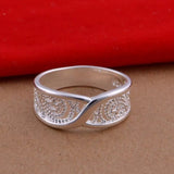 Vintage hollow Wedding Silver Ring for Women Wedding Jewelry - Genuine - Gemstone