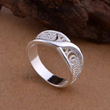Vintage hollow Wedding Silver Ring for Women Wedding Jewelry - Genuine - Gemstone
