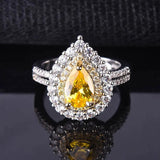 Vintage Imoissanite Droplet Ring 925 Silver Engagement Princess Jewelry Gift - Gemstone Gold