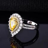 Vintage Imoissanite Droplet Ring 925 Silver Engagement Princess Jewelry Gift - Gemstone Gold