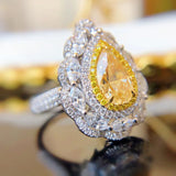 Vintage Imoissanite Droplet Ring 925 Silver Engagement Princess Jewelry Gift - Gemstone Gold