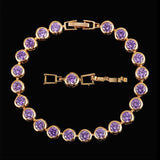 Vintage Purple Amethyst Gemstones Bracelets Gold for Women Jewelry - Genuine - Gemstone