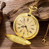 Vintage Roman Numerals Quartz Clock Pendant Necklace Gold Case Women - Genuine - Gemstone