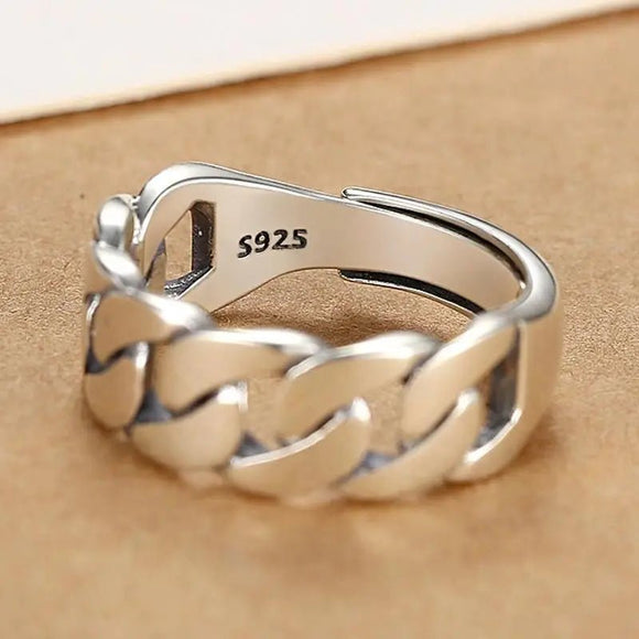 Vintage Silver Chain Ring For Women Fine Jewelry For Party Birthday Gift - Gemstone Gold