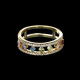 Vintage Square Rainbow Zircon Engagement Ring Wedding Women - Genuine - Gemstone