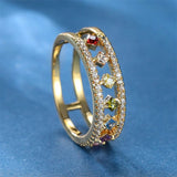 Vintage Square Rainbow Zircon Engagement Ring Wedding Women - Genuine - Gemstone