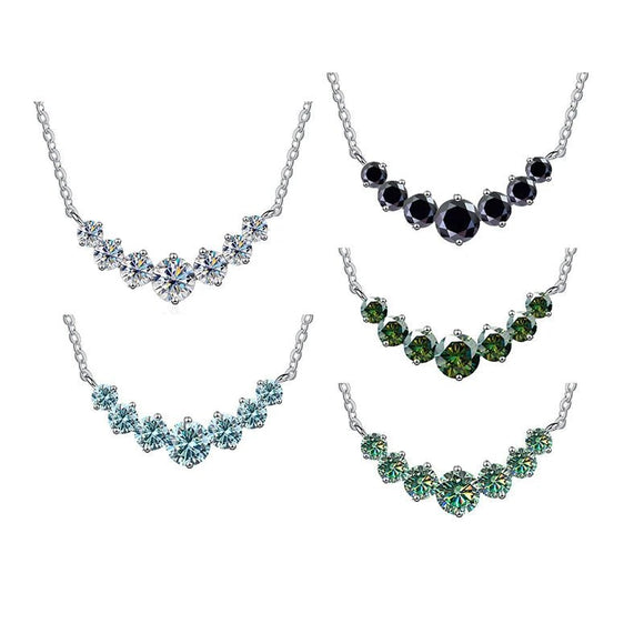 White Round Moissanite Necklace For Women Wedding Fine Jewely - Gemstone Gold