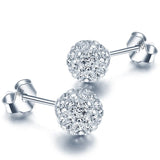 White Sapphire Balls Stud Earring S925 Women Wedding Jewelry - Genuine - Gemstone