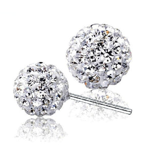 White Sapphire Balls Stud Earring S925 Women Wedding Jewelry - Genuine - Gemstone