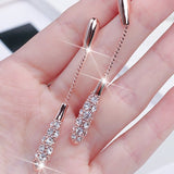 White Sapphire Gemstone Drop Earrings Women Gold Wedding Jewelry - Genuine - Gemstone